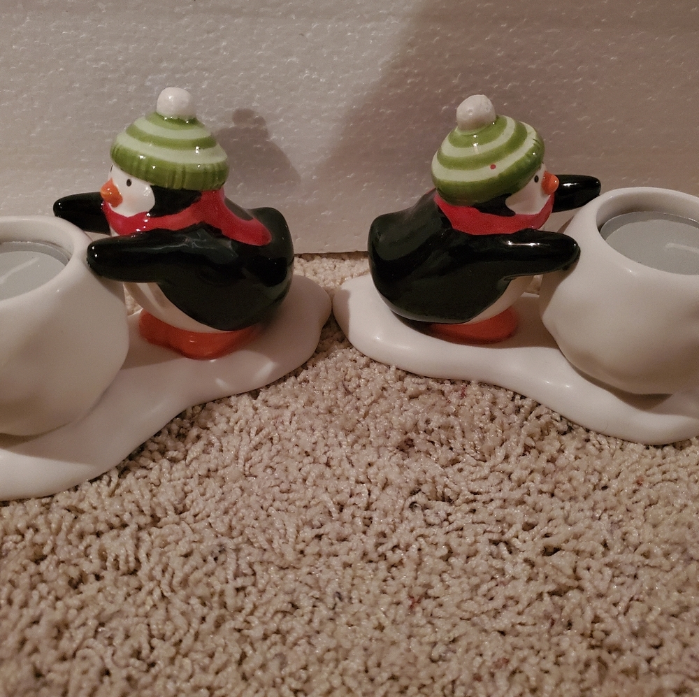 Penguin Tea Light Holder Set